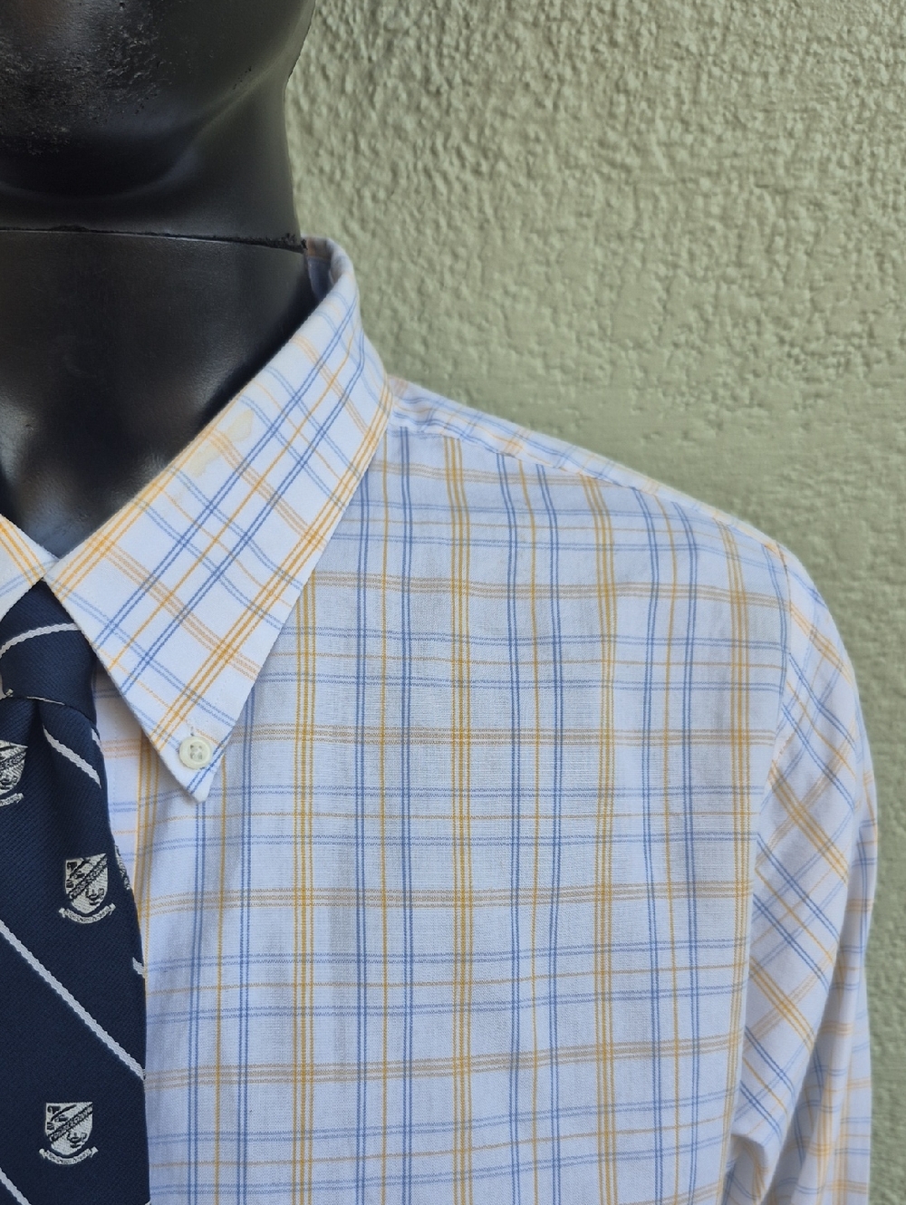 Paul Fredrick Men's Yellow Plaid Button-Down Luxury Shirt/Contrasting Accents - Picture 6 of 17